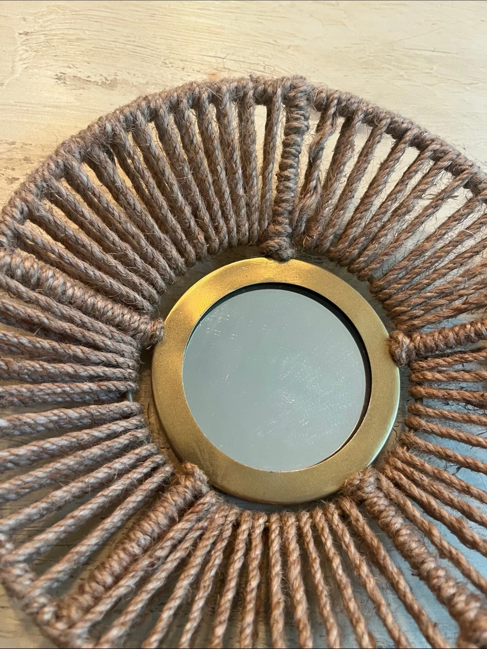 ❤️ 6 for 20 ❤️Set of 4 Neutral Rope Sunburst Mirrors with Gold Accents
